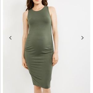 Olive green maternity midi back cutout